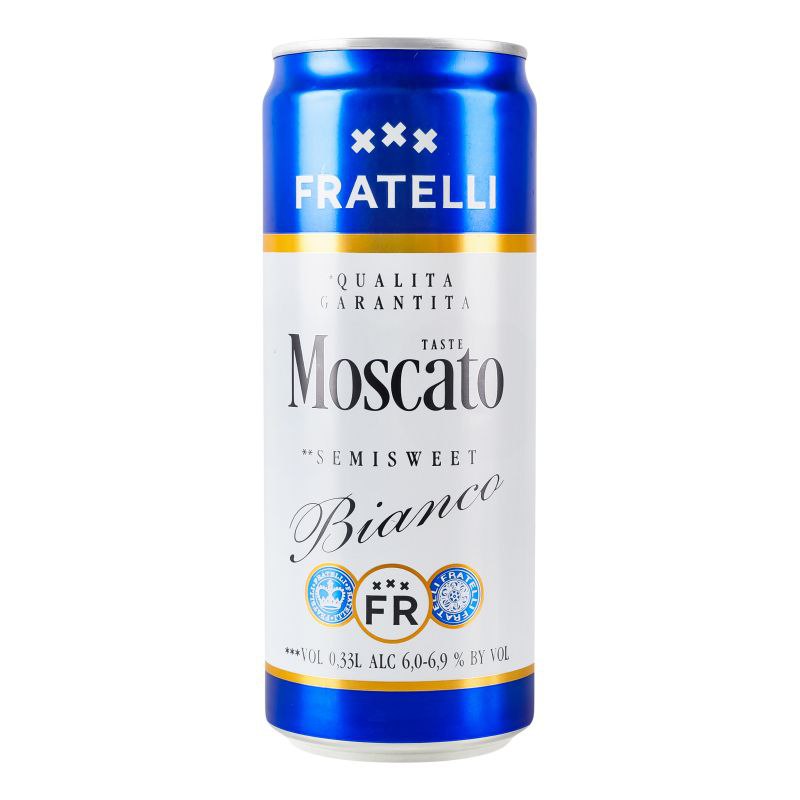 Напій вин. ігр. Fratelli Fragolino Moscato н/сол. білий 6- 6.9% 0.33 л з/б
